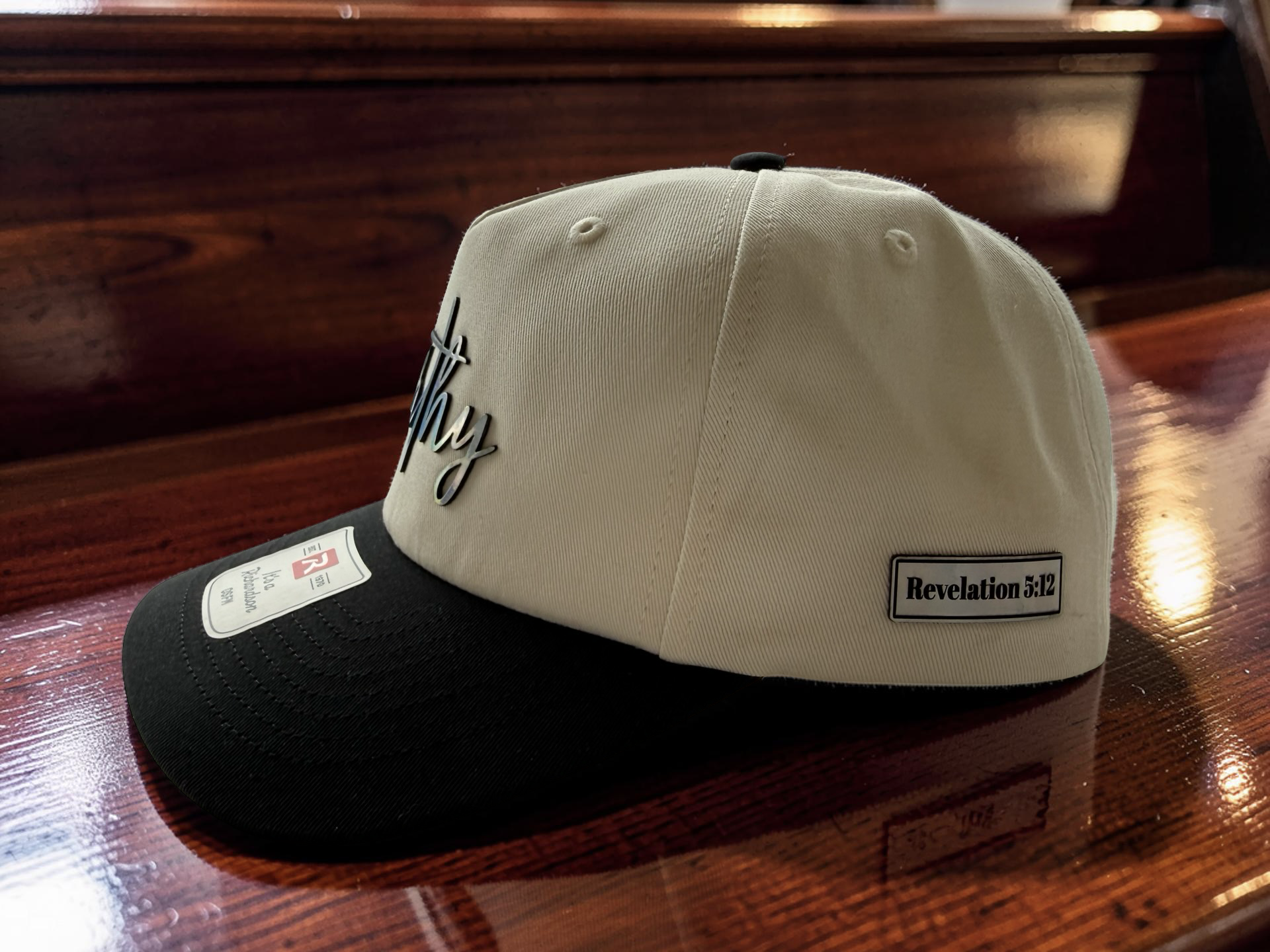 Worthy hat cream and black side view 